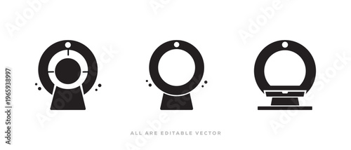 MRI silhouette Vector icon and CT scanner silhouette icon for healthcare app