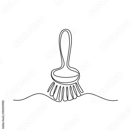 Simple line drawing of a cleaning brush minimalist style black and white illustration