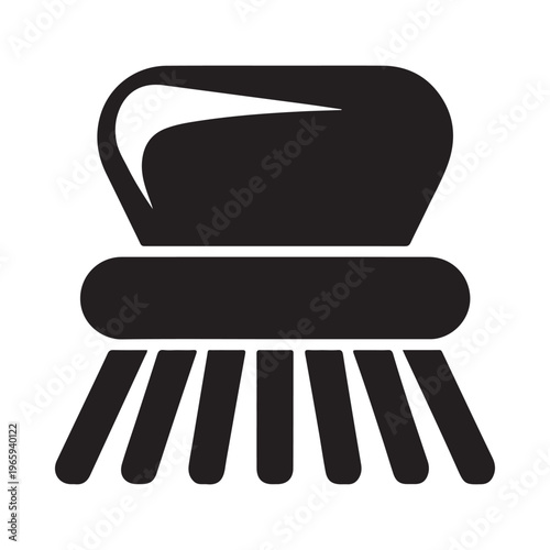 Simple black and white illustration of a makeup brush with soft bristles shown