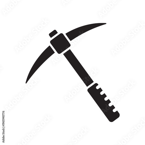 Mining industry pickaxe tool icon for resource extraction. Manual labor and underground coal mineral excavation.