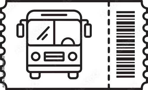 Public transit bus ticket with barcode representing passenger fare payment concept for modern transportation ui design