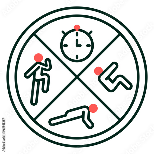 HIIT Training icon, Maximize Calorie Burn and Fitness Gains in Less Time with Intense HIIT Workout Programs, Boost Metabolism Endurance and Strength with High-Intensity Interval Training Sessions icon