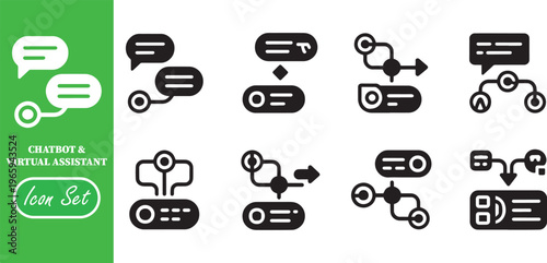 AI Chatbot and Virtual Assistant Automation Glyph Icon Set