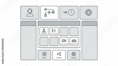Modern digital interface for telemedicine services, integrating patient data, video consultations, and scheduling, enhancing remote healthcare delivery and accessibility