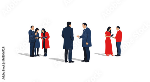 Business professionals in discussion against a white background with copy space