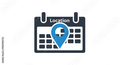 Calendar icon with location marker showing time and place concepts