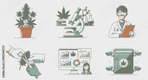 Cannabis science and research illustrations for medical and commercial use
