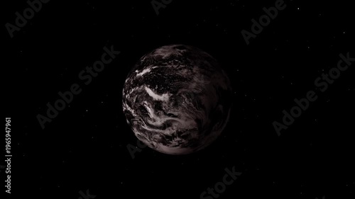 3 d animation of earth in space with city lights glowing in darkness illuminating planet surface