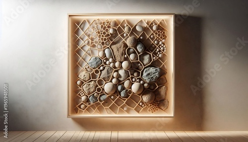 Intricate Natural Sculpture Art Piece with Organic Textures and Warm Illumination.