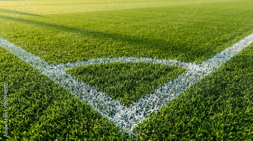 Corner field lines forming geometric angle on grass creating minimal football background