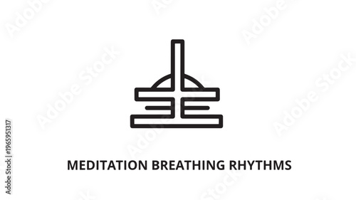 Clean and modern black line art illustration of a meditation breathing rhythm symbol, ideal for wellness apps, mindfulness guides, yoga branding, and relaxation content.