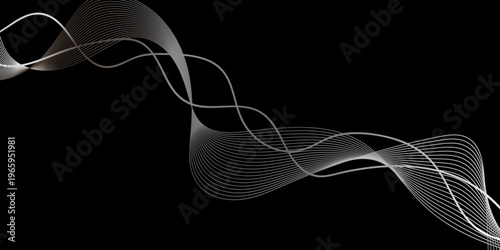 Abstract grey wavy lines Digital frequency track equalizer background. Digital frequency track equalizer. Stylized line art background. Wave with lines created using blend tool. Curved wavy line, 