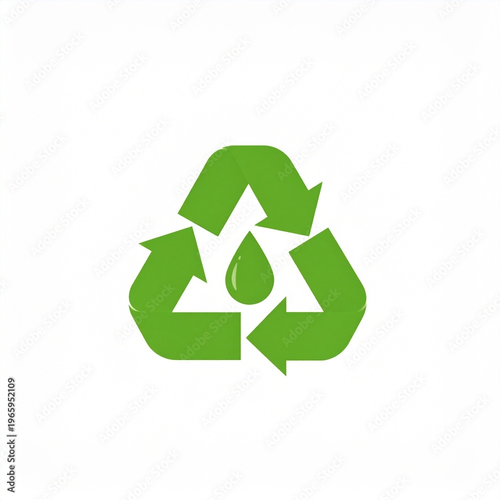 Obraz premium Green recycling symbol with leaf for eco-friendly sustainability concept