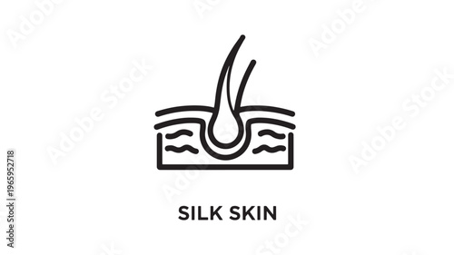 Minimalist black and white line art depicting silk skin texture, ideal for skincare, beauty products, cosmetic branding, and wellness marketing materials.
