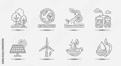 Environmental protection and conservation icons representing eco friendly concepts