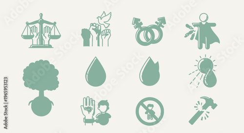 Equality icons justice peace identity and environmental symbols