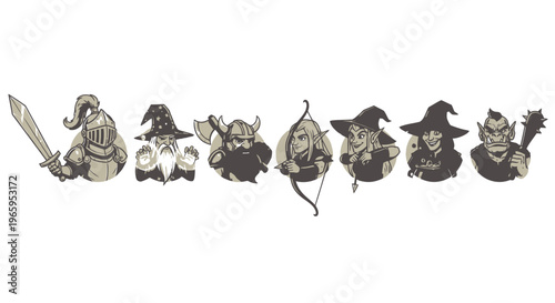 Fantasy character portraits knight wizard warrior archer sorceress orc and more