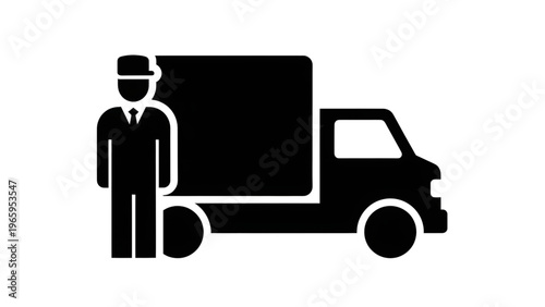 Delivery man standing next to a truck