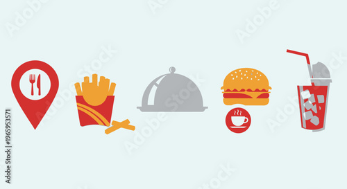 Fast food icons set isolated on a light background for various concepts