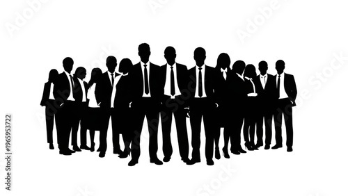 Business people silhouettes standing together in a group