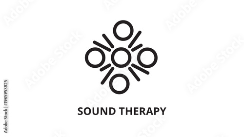 Clean black and white line art depicting sound therapy waves, ideal for wellness branding, meditation apps, healthcare marketing, and holistic health content.