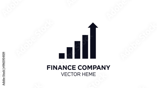 Finance Company Growth Bar Chart with Upward Arrow Icon.