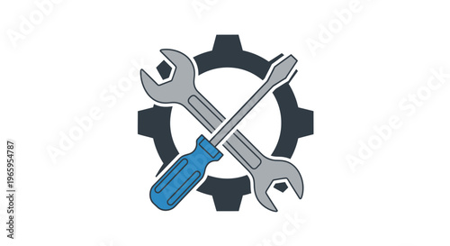Gear with tools icon representing repair maintenance and service concept
