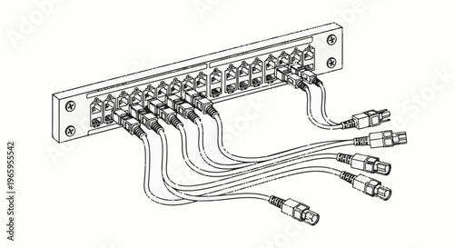 Network patch panel with multiple connected fiber optic cables