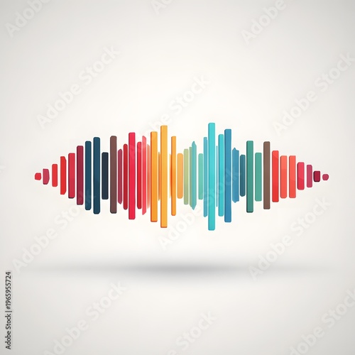 A colorful sound wave graphic on a white background with shadow