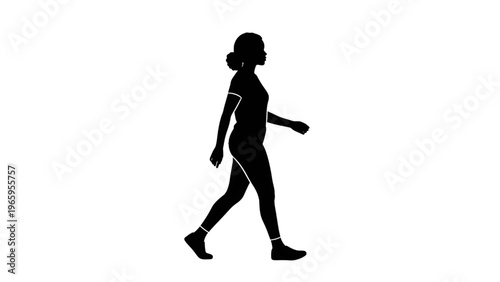 silhouette of a woman walking on white background