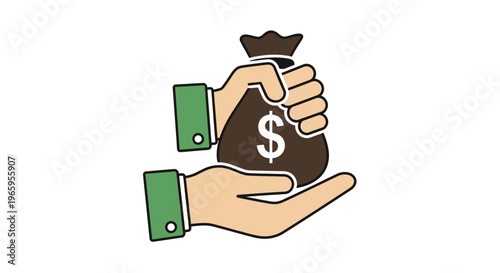 Hands holding money bag vector illustration financial concept