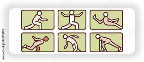 Slipping and Falling Human Pictogram Set – Accident and Safety Risk Icons