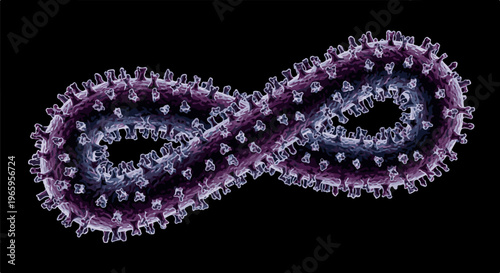 Microscopic view of a virus particle shaped like an infinity symbol