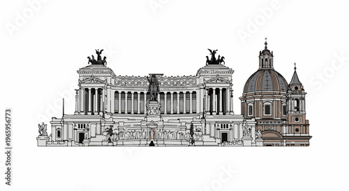 Ornate historical monument with equestrian statue and dome