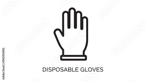 a simple black line drawing of a hand wearing a disposable glove on a white background, representing protection and hygiene