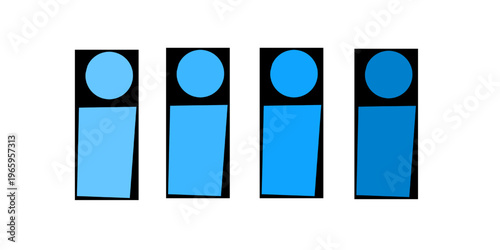 Abstract blue human figures, group of people icons, team community symbols, vector illustration