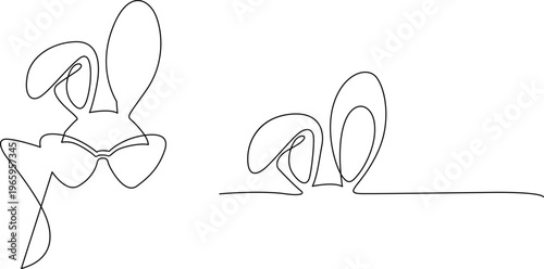 Whimsical sketches of a rabbit and a bunny hopping in playful motion Vector