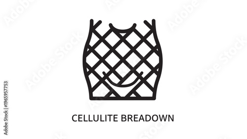 A black line art illustration depicting the breakdown of cellulite, potentially used for educational or marketing materials related to skincare, wellness, or health.
