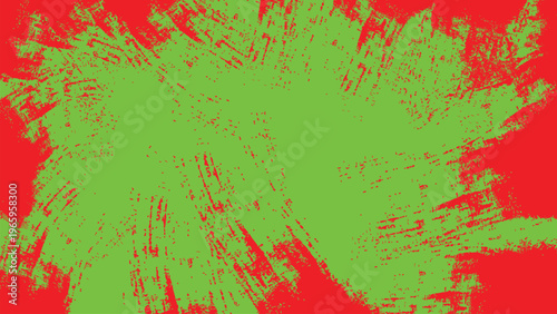 Vibrant green and red abstract art piece with dynamic brush strokes