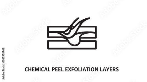 Clean line art depicting skin exfoliation layers from a chemical peel procedure, ideal for medical, cosmetic, and wellness marketing materials or educational content.