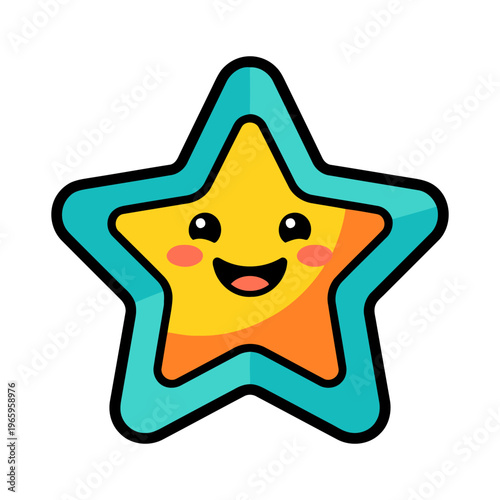 Bright yellow star smiles cheerfully