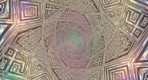 Intricate Mosaic Ceiling Design Pattern.