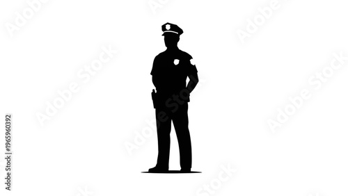 Police officer silhouette standing with hands on hips uniform