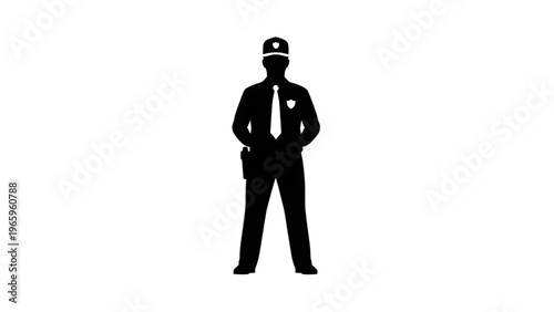 Police officer silhouette standing with hands on hips uniform