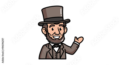 Cartoon Abraham Lincoln Waving Hand.