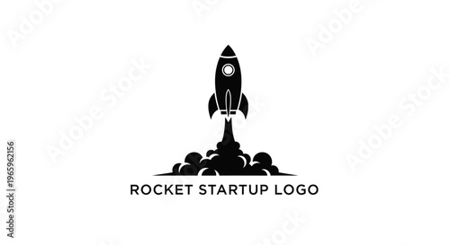 Black Rocket Ship Startup Logo Design.