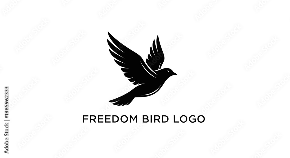 Fototapeta premium Black Bird Flying Freedom Logo Design.