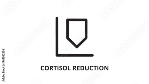 Clean and modern line art illustration depicting cortisol reduction, ideal for wellness campaigns, mental health awareness, stress relief education, and healthcare marketing materials.