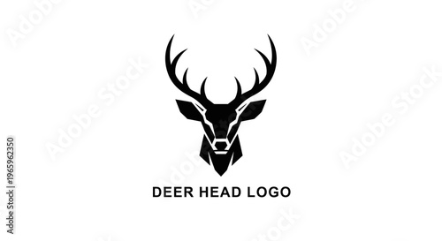 Deer head logo with antlers.