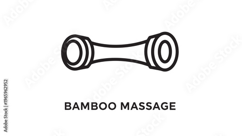 Minimalist line art illustration of a bamboo massage roller, ideal for wellness, spa, and self-care marketing materials. Perfect for health blogs, product packaging, and relaxation-themed designs.